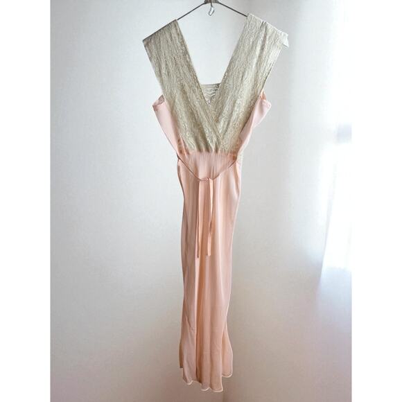 Vintage 1930s Robe Nightgown Set Peignoir Pale Pink Ivory Small sz 2 Lace Hobert - Picture 5 of 9